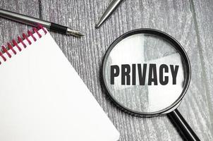 privacy woord vergrootglas online beveiliging identiteitsdiefstal foto