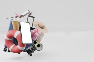 3D-rendering illustratie van mobiele telefoon mockup in minimaal ontwerp foto