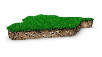 Syrië kaart bodem land geologie dwarsdoorsnede met groen gras en rotsgrond textuur 3d illustratie foto