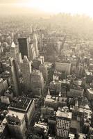 new york city manhattan skyline luchtfoto zwart-wit foto