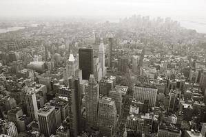 new york city manhattan skyline luchtfoto zwart-wit foto