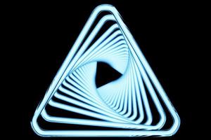 3d illustaration van een blauwe lichte driehoek. fantastische cel.eenvoudige geometrische vormen foto