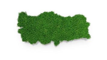 gedetailleerde Turkije kaart met groen gras op witte achtergrond 3d illustratie foto