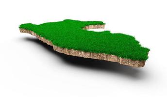 Peru kaart bodem land geologie dwarsdoorsnede met groen gras en rotsgrond textuur 3d illustratie foto