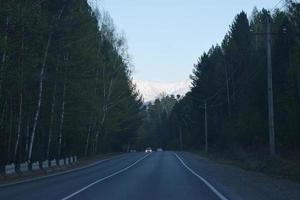 snelweg tussen de taiga in Oost-Siberië foto