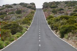 weg op bewolkte dag in nationaal park el teide foto