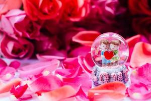 gelukkige valentijn, liefde omringd door rode roos foto
