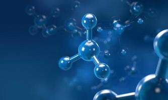 molecuul of atoomstructuur, wetenschappelijke achtergrond, 3D-rendering foto