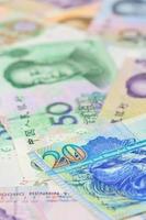 Hongkong dollar en Chinese yuan bankbiljetten, voor geld concept foto