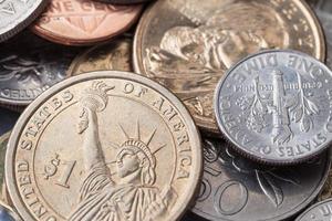 Amerikaanse munt en veel internationale valuta foto