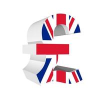 poind symbool met Britse vlag 3D geïsoleerd op een witte achtergrond