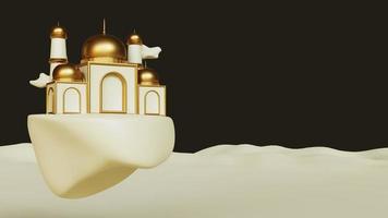 ramadan kareem groeten achtergrond met decoratieve moskee op het podium, realistische 3d islamitisch foto