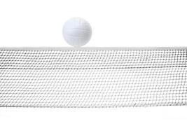geïsoleerd volleybalnet op de witte achtergrond foto