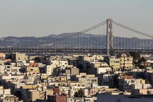San Francisco Hillside huizen en Bay Bridge