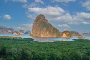 landschap phang nga baai uitkijkpunt bij samet nang ze in de buurt van phuket in het zuiden, thailand., oriëntatiepunt en populair voor toeristenaantrekkelijkheid. Zuidoost-Azië reizen en tropisch zomervakantie concept foto