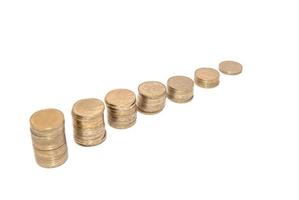 grafiek met munteenheid toont succes en groei in het bedrijfsleven foto