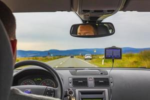 Nedersaksen Duitsland 2013 rijden op de Duitse snelwegen uitzicht vanuit het interieur van de auto. foto