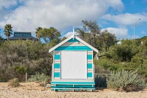 de badbox op Brighton Beach, een iconisch herkenningspunt in Melbourne, de staat Victoria van Australië. foto