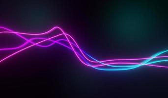 3D render van rgb neonlicht op duisternis achtergrond. abstracte laserlijnen worden 's nachts weergegeven. ultraviolette spectrumstraalscène: foto