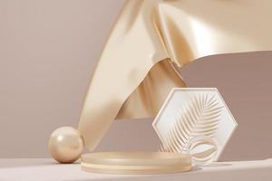 3D illustratie luxe premium voetstuk product display met abstracte geometrische vormen. minimale scène voor huidige productpromotie en schoonheidscosmetica. foto