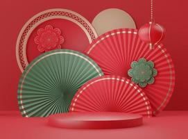 chinees nieuw maanjaar thema. chinese traditionele textuur. 3D-abstracte minimale geometrische vormen. foto