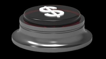 knop rode dollar geld en wit geïsoleerde 3d illustratie render foto