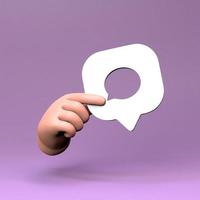 hand met chatpictogram. 3D render illustratie. foto