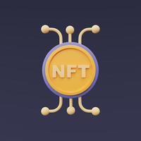 nft nonfungible tokens-concept, cryptokunst, innovatietechnologie, 3D-rendering. foto