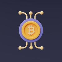 bitcoin, blockchain-technologiediensten, cryptocurrency-beschermingsconcept, onafhankelijke wereldwijde cryptocurrency, minimale stijl. 3D-weergave. foto