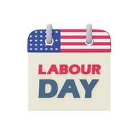 gelukkige dag van de arbeid, kalender met Amerikaanse vlag, 3D-rendering foto