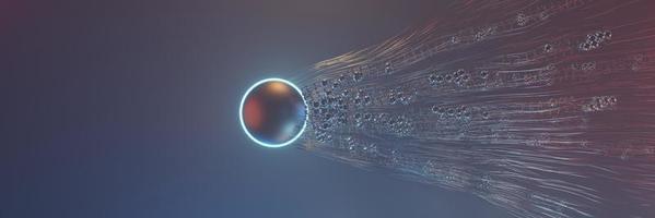 abstracte futuristische ruimte gloeiende cirkel energie bal licht ring achtergrond 3D-rendering foto