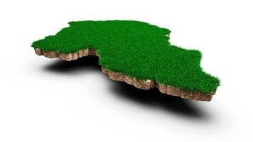 Oeganda kaart bodem land geologie dwarsdoorsnede met groen gras en rotsgrond textuur 3d illustratie foto