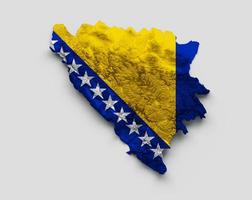 bosnië en herzegovina kaart bosnië vlag gearceerde reliëf kleur hoogte kaart op witte achtergrond 3d illustratie foto