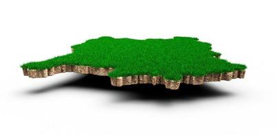 Kosovo kaart bodem land geologie dwarsdoorsnede met groen gras en rotsgrond textuur 3d illustratie foto