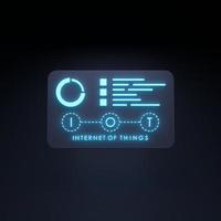 neon internet ding logo symbool. iot-concept. 3D render illustratie. foto