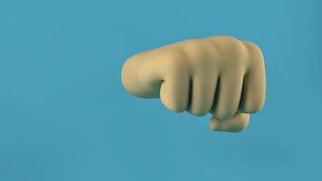 3D-hand render op blauwe achtergrond met een vuist foto