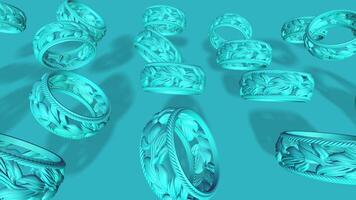 3D render abstracte ring op blauwe achtergrond foto