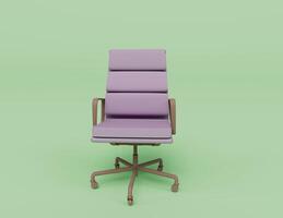 3D-weergave van vooraanzicht van professionele moderne bureaustoel, bureaufauteuil, geïsoleerd op pastelkleuren, minimale scène foto