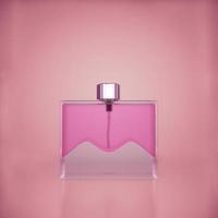 parfum op lichtroze achtergrond. 3D render foto