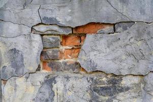 lege oude bakstenen muur textuur. geschilderd verontrust muuroppervlak. grungy brede bakstenen muur. foto