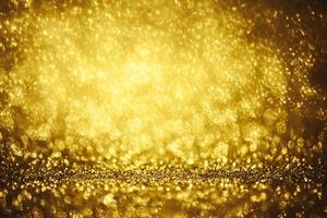 gouden glitter bokeh verlichting textuur wazig abstracte achtergrond voor verjaardag, jubileum, bruiloft, oudejaarsavond of kerst foto