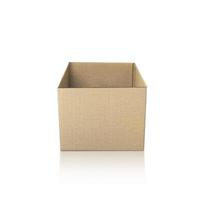 Open lege kartonnen doos geïsoleerd op een witte achtergrond foto