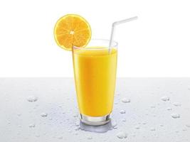 verse jus d'orange met fruit op tafel met waterdruppels foto