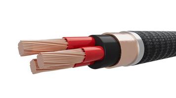 elektrische koperen kern meeraderige kabels. eenaderige, tweeaderige en drieaderige draden 3d foto