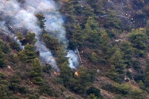 brand in de bergen op de grens van israël en libanon foto