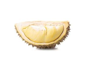 stuk van schil durian fruit geïsoleerd op wit foto