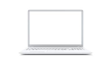 witte laptop leeg display vooraanzicht. foto