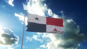 vlag van panama zwaaien op wind tegen mooie blauwe hemel. 3D-rendering foto