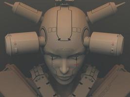 robot vrouw. close-up portret. abstractie op het gebied van technologie en games. 3d illustratie foto