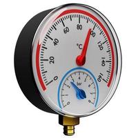 3d illustratie van een ronde barometer met markeringen tot 160 op een witte geïsoleerde background foto